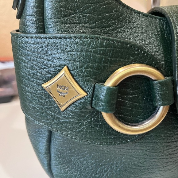 MCM VINTAGE EMERALD GREEN LEATHER BAG - Picture 4 of 15